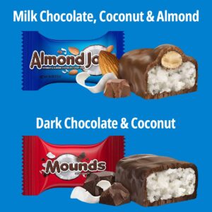 Hershey’s Almond Joy and Mounds Chocolate Candy Assortment - Individually Wrapped Miniature Candy Bars of Milk Mounds Dark Chocolate and Almond Joy Coconut Sweets - Bulk Chocolate Treats Pack, 20.6oz