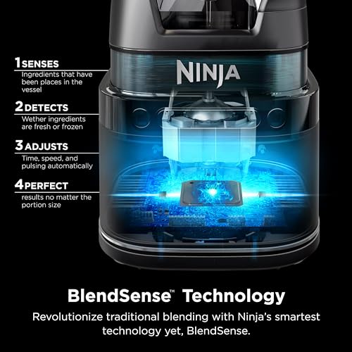 Ninja TB201 Detect Power Blender Pro, BlendSense Technology, For Smoothies, Shakes & More, 1800 Peak Watts, 72 oz. Pitcher, Blender, Black
