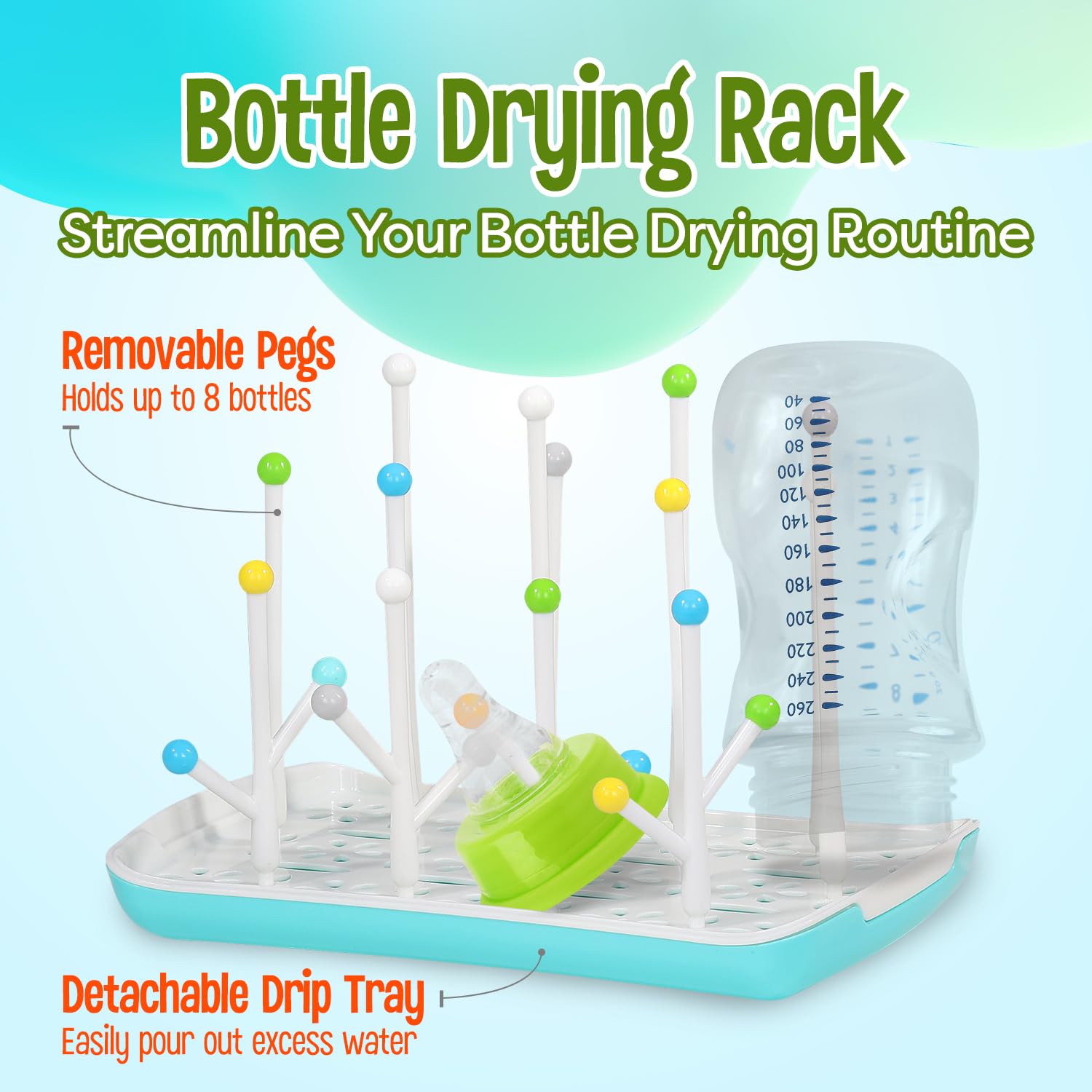 HOMEIFY Electric Bottle Brush Cleaner with Drying Rack - USB Rechargeable Bottle Cleaner Kit with Interchangeable Silicone Brush Heads for Pacifiers,