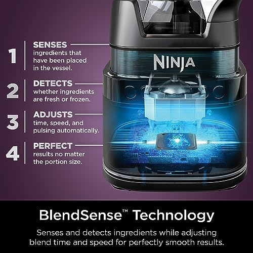 Ninja TB401 Detect Kitchen System Power Blender + Processor Pro, BlendSense Technology, Blender, Chopping & Smoothies, 1800 Peak Watts, 72 oz. Pitcher, 64 oz. Food Processor, 24 oz. To-Go Cup, Black