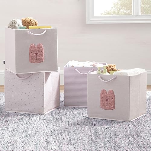 Delta Children Gap babyGap 4-Pack Brannan Bear Fabric Storage Bins with Handles, Pink