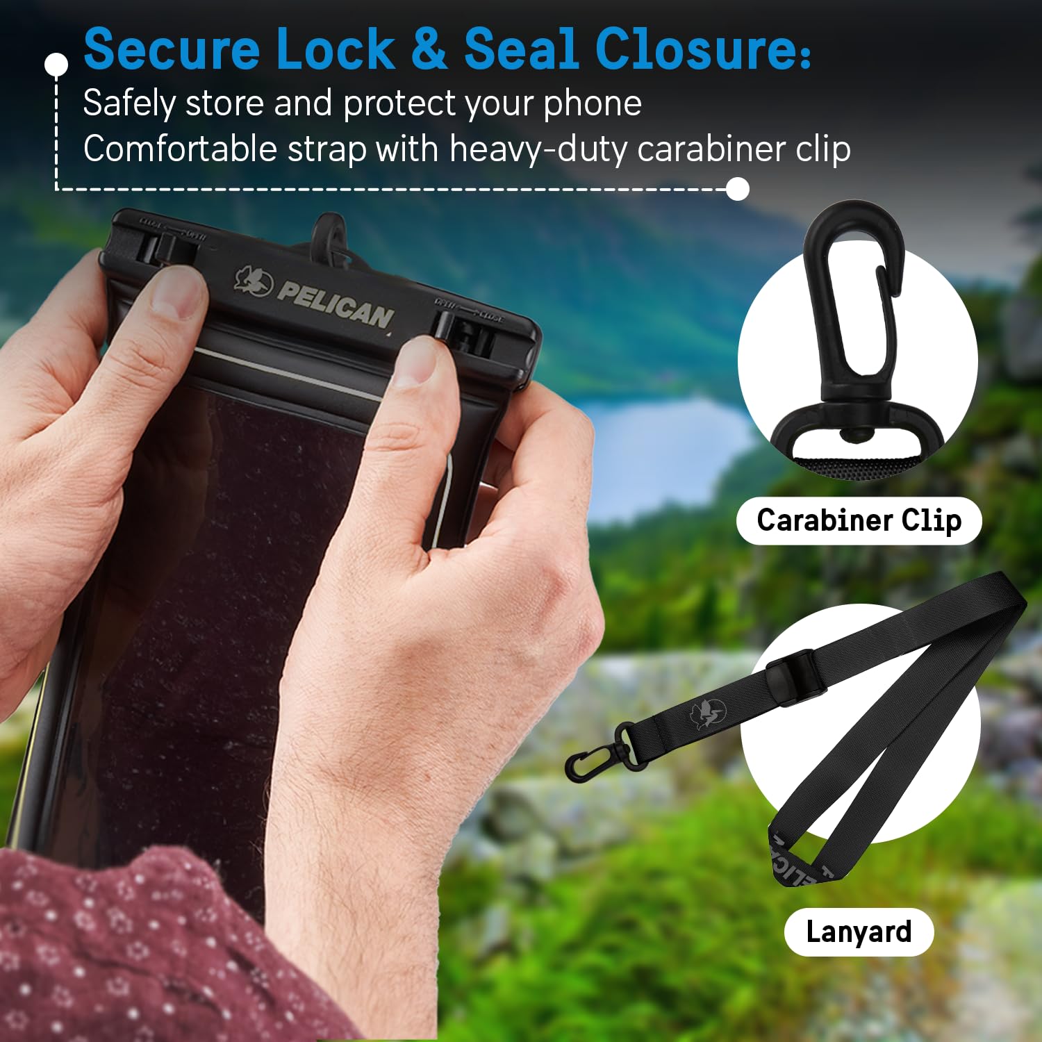 Pelican Marine - IP68 Waterproof Phone Pouch [XL Size] Floating Waterproof Phone Case/Bag for iPhone 15 Pro Max/14 Pro Max/13/12/S24 Ultra/S23/S22/Pixel 8 - Detachable Lanyard - 2 Pack, Stealth Black