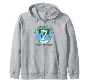 7 continents world traveler club zip hoodie