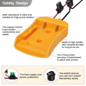 WEUCHSOL Power Wheel Adapter for Dewalt 20V Battery Adapter, Dewalt Battery Adapter with 3Pcs 30A Fuse, 14AWG Wire, Power Connector for DIY Ride On Truck, RC Car Toys and Robotics (1pack)