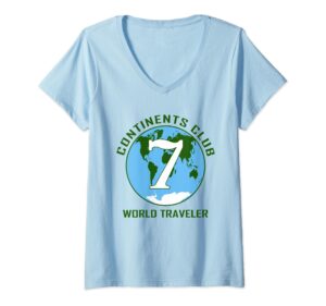 womens 7 continents world traveler club v-neck t-shirt