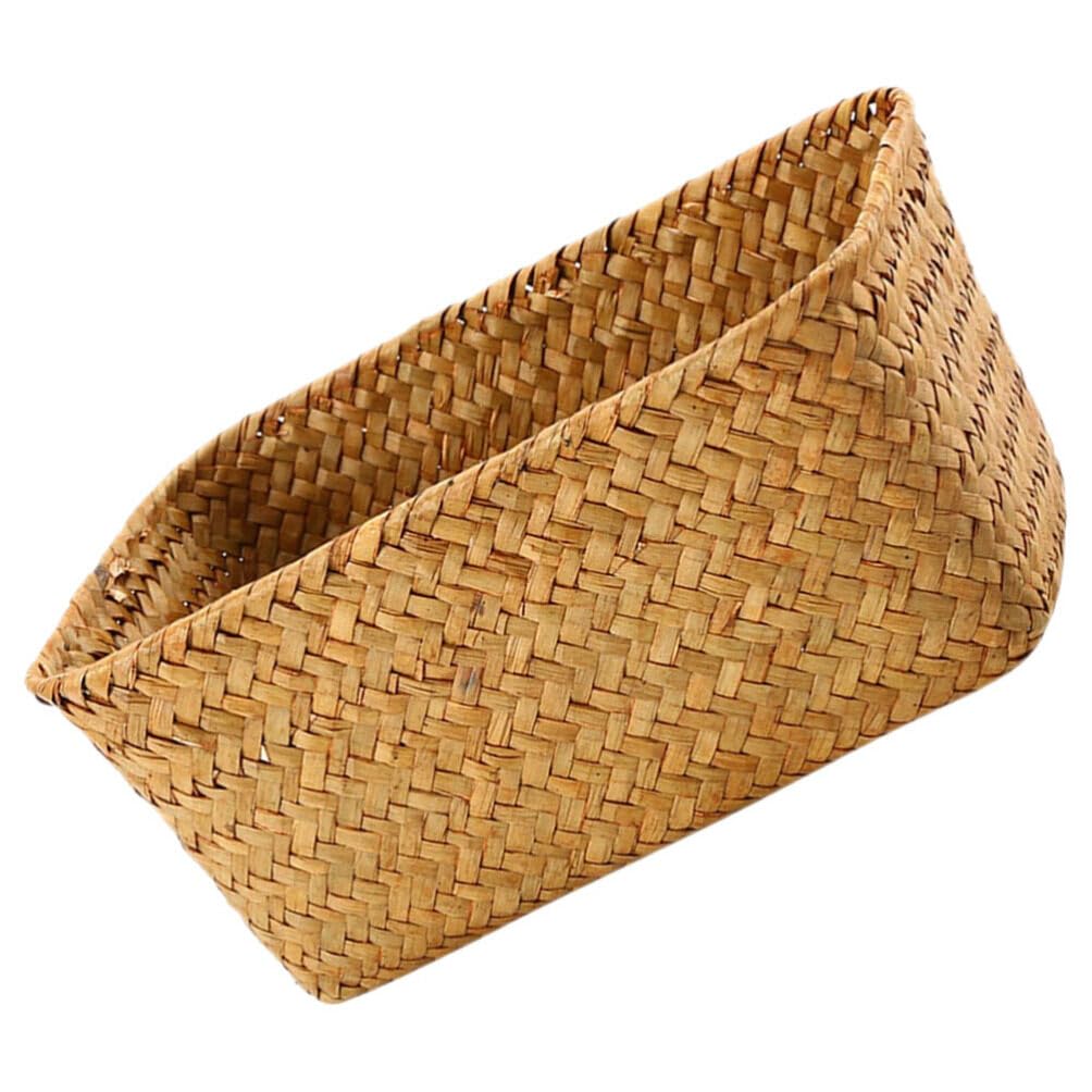 Home Decor Wicker Storage Basket Natural Woven Rattan Seagrass Storage Box Rectangular Household Organizer Boxes Shelf Wardrobe Organizer for Clothes Sundries Stationery To-y