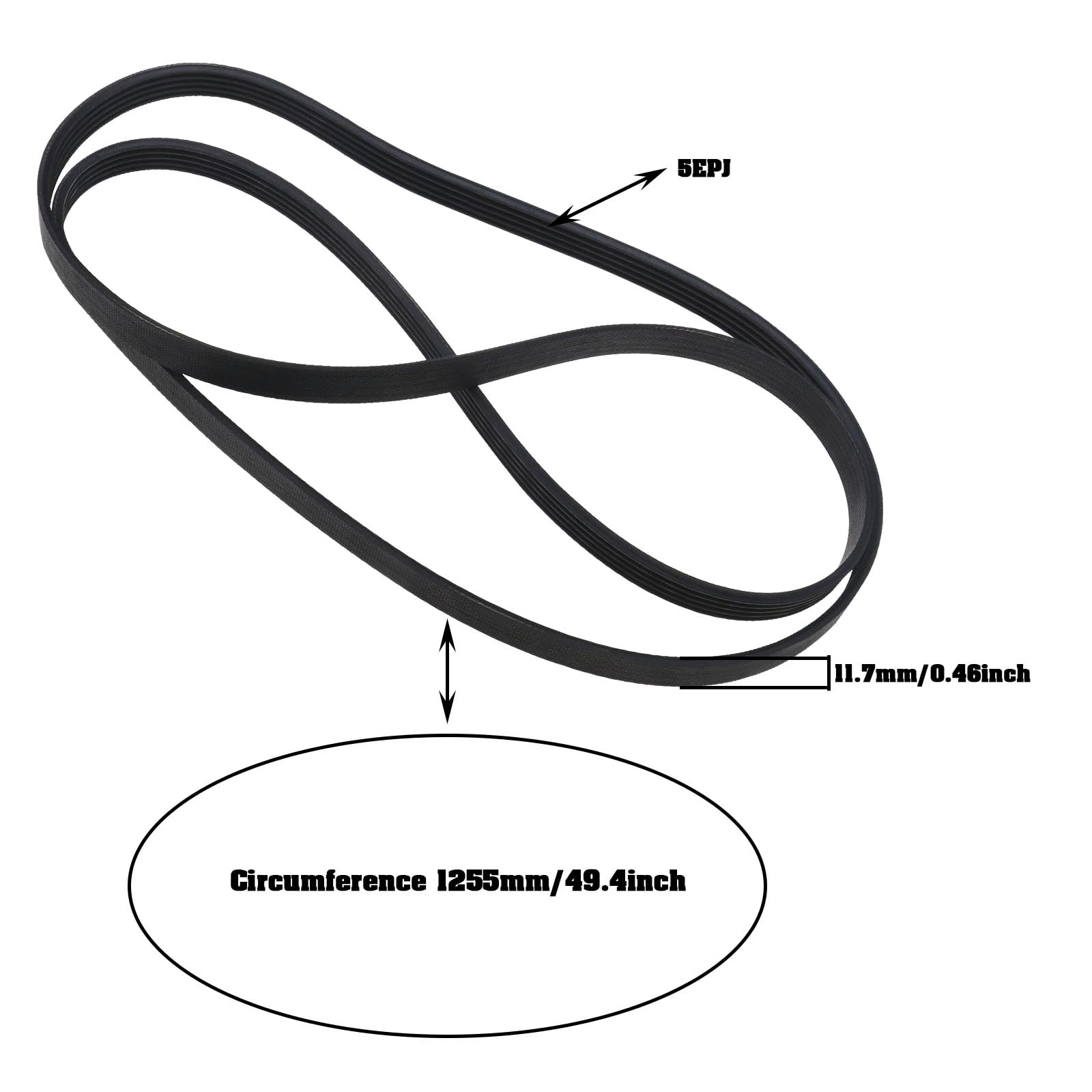 SING F LTD 5EPJ1255 Washing Machine V-Belt Compatible with Bosch Siemens Maxx Series 2 Series 4 Series 6 Avantixx Classixx VarioPerfect IQ300 00439490 00678915