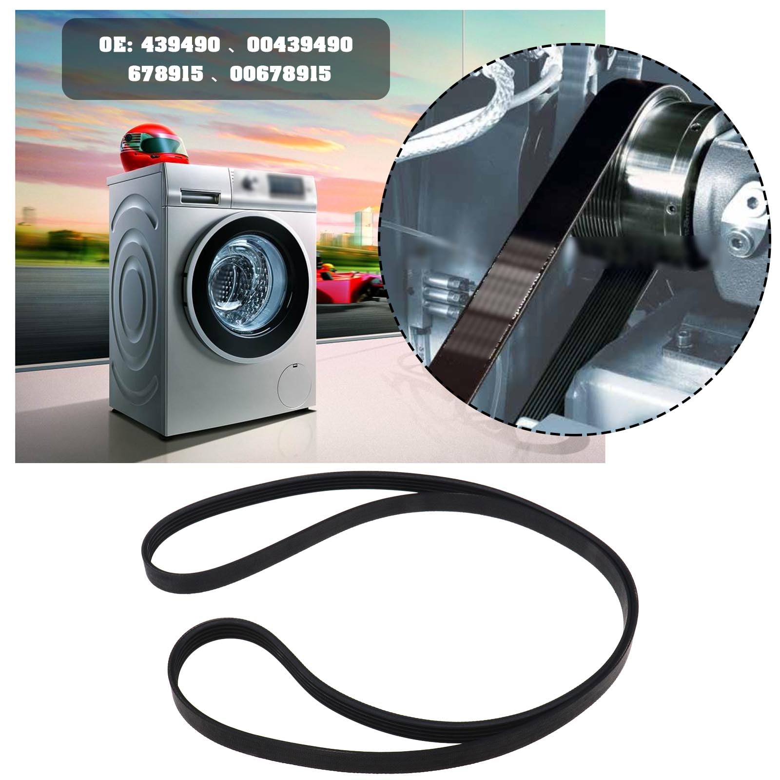 SING F LTD 5EPJ1255 Washing Machine V-Belt Compatible with Bosch Siemens Maxx Series 2 Series 4 Series 6 Avantixx Classixx VarioPerfect IQ300 00439490 00678915