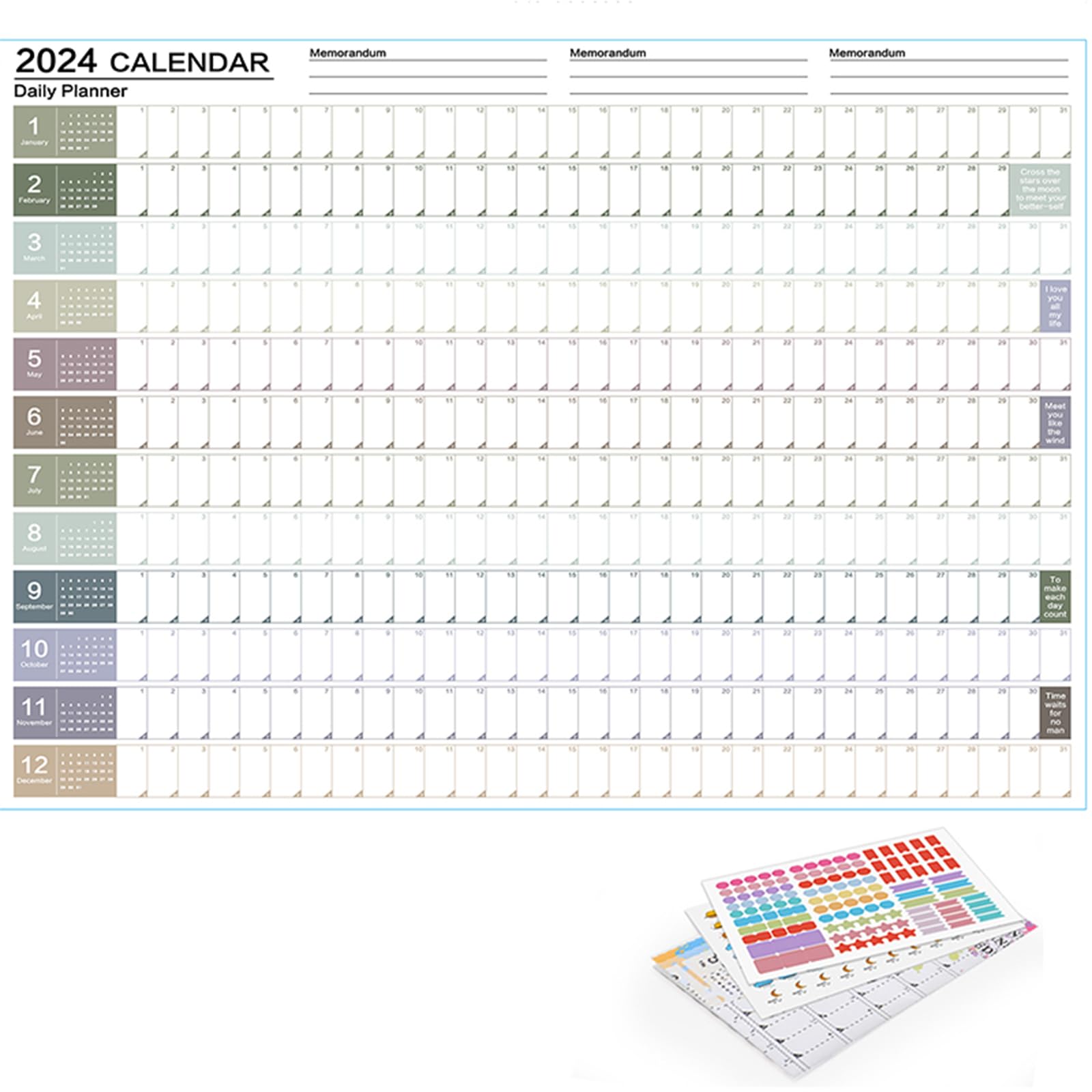 29''x20'' Poster Calendar 2024 Wall Calendar 12 Month Annual Yearly Wall Planner,Year-Round Large Wall Calendar， Large Size 12 Month Planner,2024 Calendar