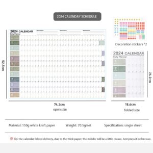 29''x20'' Poster Calendar 2024 Wall Calendar 12 Month Annual Yearly Wall Planner,Year-Round Large Wall Calendar， Large Size 12 Month Planner,2024 Calendar