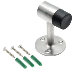 lifcratms 3 inch heavy duty floor stop, zinc alloy floor mount door stopper with rubber bumper & mounting screws (brushed nickel, 1pcs)