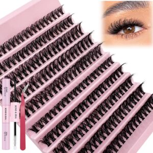 diy lash extension kit 200 pcs 40d 50d 10-16mm mix individual lash clusters kit with bond and seal professional eyelash tweezers wispy c d curl false eyelash clusters diy at home, by tmielybs