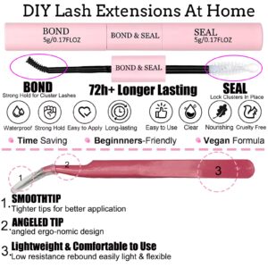 DIY Lash Extension Kit 200 Pcs 40D 50D 10-16MM Mix Individual Lash Clusters Kit with Bond and Seal Professional Eyelash Tweezers Wispy C D Curl False Eyelash Clusters DIY at Home, by TMIELYBS