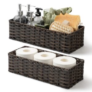 GRANNY SAYS Bundle of 2-Pack Wicker Baskets with Handles & 2-Pack Baskets for Organizing