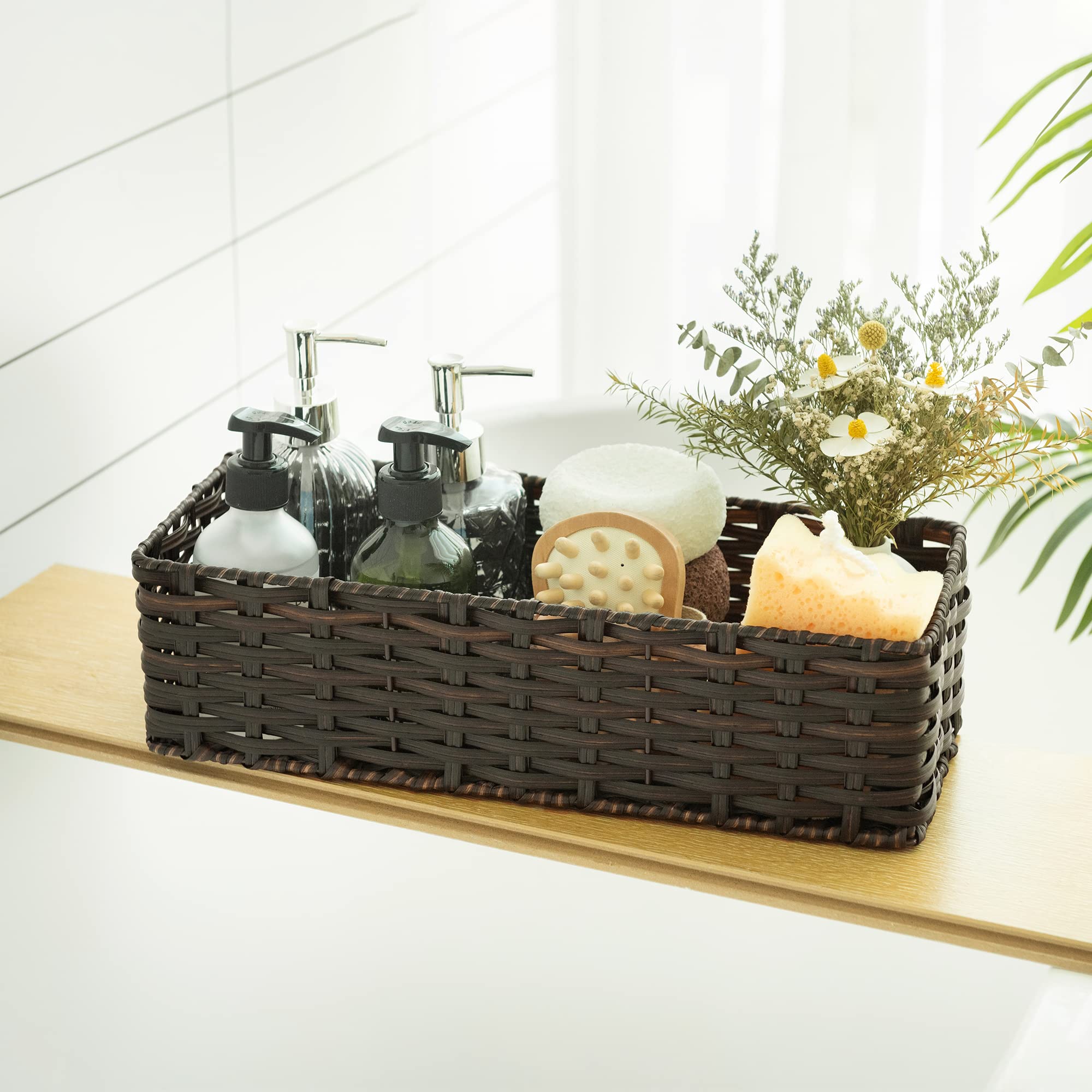 GRANNY SAYS Bundle of 2-Pack Wicker Baskets with Handles & 2-Pack Baskets for Organizing