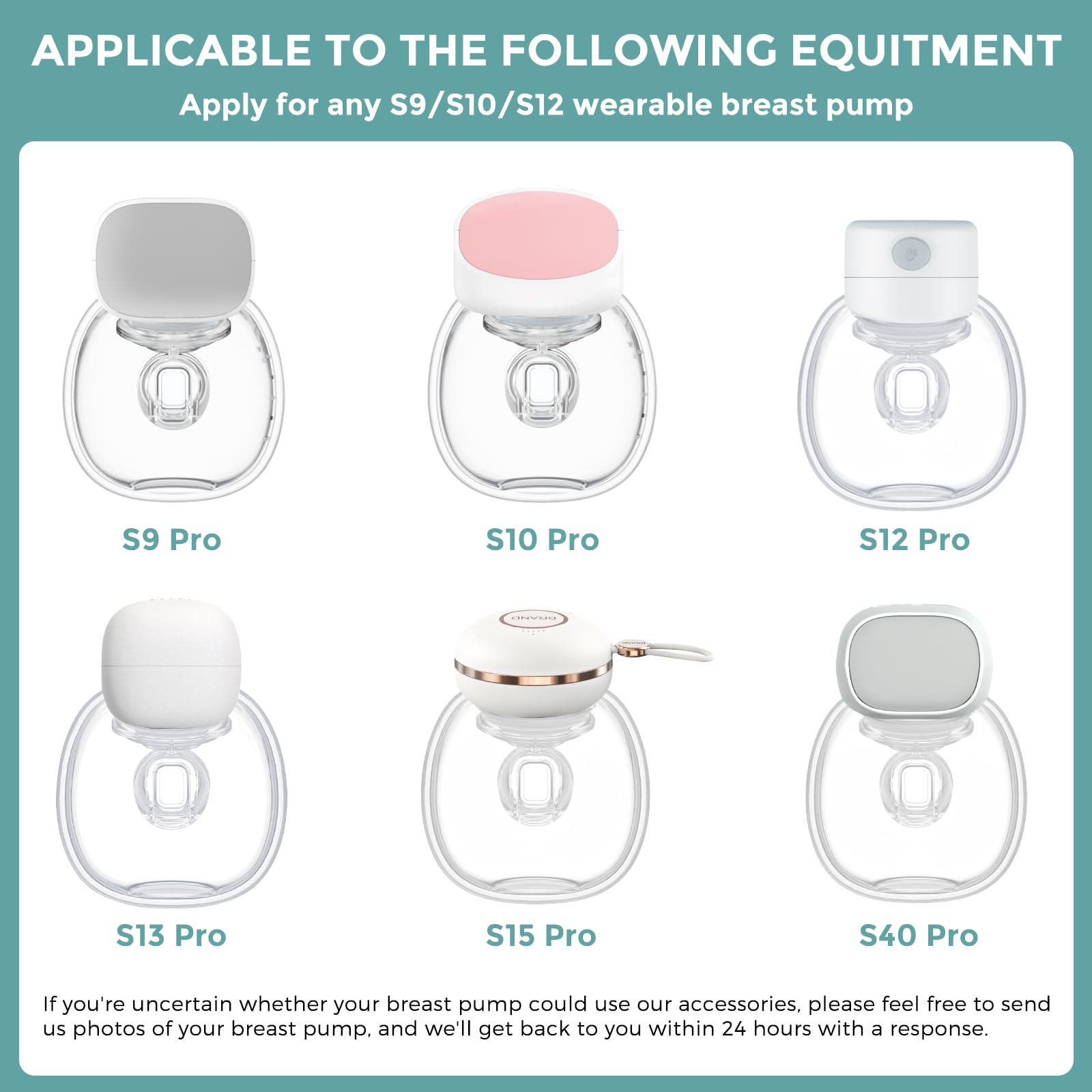 CreGear Wearable Breast Pump Milk Collector Cup Accessories 24mm Suitable for S9/S10/S12 Hands-Free Breast Pump Part Replacement, Include 24mm Flange, Duckbill Valve, Silicone Diaphragm and Linker