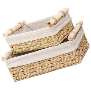 cabilock 2pcs pastoral style rope storage basket storage for desk basket for storage paper rope basket handcrafted basket decor toy storage bins woven storage basket woven basket