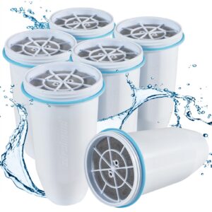 zr-017 water filter replacement for water pitchers and dispensers, advanced 6-stage filter to remove 99.9% lead, chlorine, fluoride, heavy metals, bpa free (6 pack)