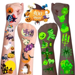 300pcs halloween glow tattoo stickers,temporary waterproof tattoo stickers halloween party favors decoration,goodie bag fillers and "trick or treat" gifts for kid