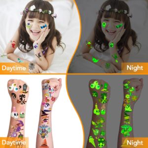 300PCS Halloween Glow Tattoo Stickers,Temporary Waterproof Tattoo Stickers Halloween Party Favors Decoration,Goodie Bag Fillers and "Trick or Treat" Gifts for Kid