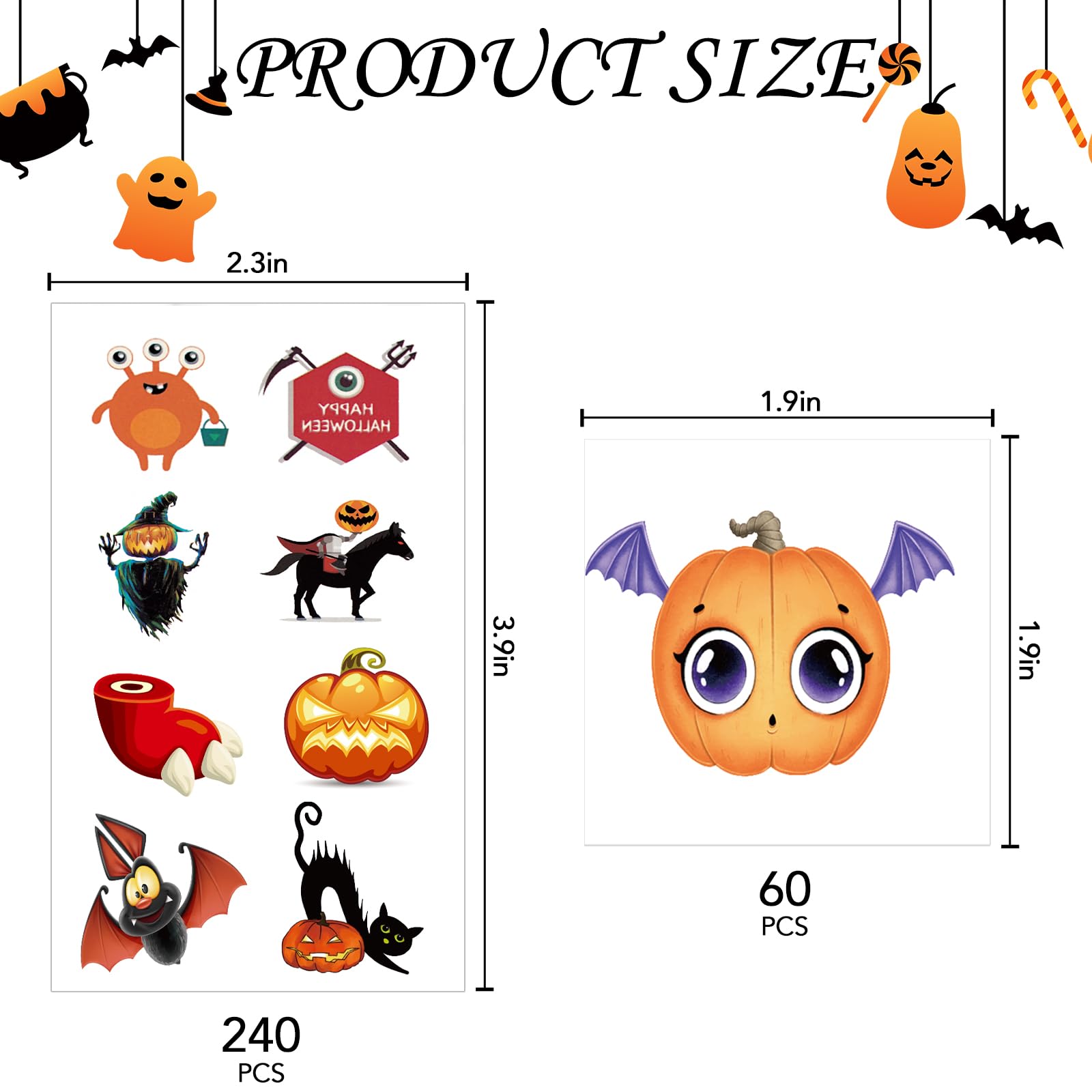 300PCS Halloween Glow Tattoo Stickers,Temporary Waterproof Tattoo Stickers Halloween Party Favors Decoration,Goodie Bag Fillers and "Trick or Treat" Gifts for Kid