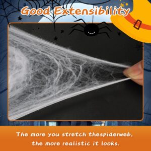 1000 Sqft Spider Webs Halloween Decorations 50 Glow and 50 Black Fake Spiders, Super Stretch Large Spread Cobwebs for Indoor Outdoor Halloween Party Haunted House Spooky Office/Yard Decor Supplies