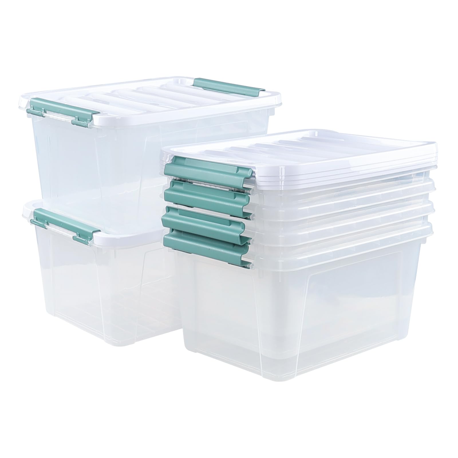 Rosebloom 20 Quart Plastic Storage Bin with Latching Lid, Clear Stacking Storage Tote, 6 Packs