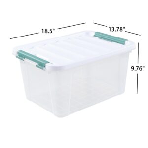 Rosebloom 36 Quart Large Latching Storage Bin, Stackable Plastic Storage Latches Box, Clear, 6 Packs