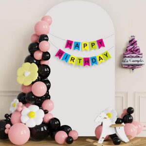 6.6 FT Arch Backdrop Cover 2 Sided Color Chiara Backdrop Cover with Zipper Spandex Fitted Round Top Wedding Arch Stand Covers High Elasticity Arch Cover Backdrop Fabric for Baby Shower Birthday Party