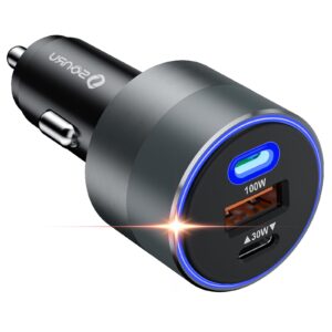 130w usb c car charger adapter 3 ports type c car charger pd 100w +pd/qc 30w cigarette lighter usb charger fast charging for iphone 15 14 13 pro max samsung s23 ipad macbook and more