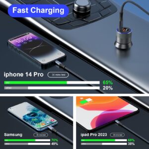 130W USB C Car Charger Adapter 3 Ports Type C Car Charger PD 100W +PD/QC 30W Cigarette Lighter USB Charger Fast Charging for iPhone 15 14 13 Pro Max Samsung S23 iPad MacBook and More