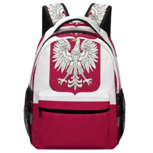 polish flag eagle travel laptop backpack casual daypack with mesh side pockets for book shopping work