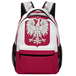 Polish Flag Eagle Travel Laptop Backpack Casual Daypack with Mesh Side Pockets for Book Shopping Work