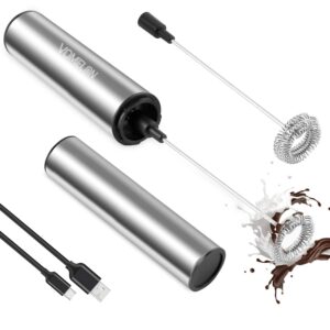 milk frother,rechargeable 3 speed electric coffee foamer for travel, handheld drink mixer for latte, cappuccino, coffee, eggs, hot chocolate, protein,silver