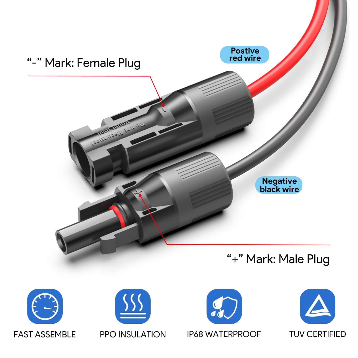 TAIFU Solar Connector to XT60 Adapter Cable 16AWG 11Ft Power Solar to XT60 Charge Extension Cord for EF ECOFLOW River 2 & Delta Series Portable Power Station for Solar Panels 60W 110W 160W 220W 400W