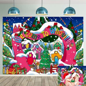 welcome to whoville backdrop 7x5ft winter christmas village photography background for kids first birthday baby shower happy new year xmas holiday party decoration supplies photo props