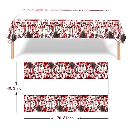 Cracoo Have a Killer Birthday Party Banner Disposable Tablecloth for Halloween Birthday Halloween Bloody Horror Movie (Red)