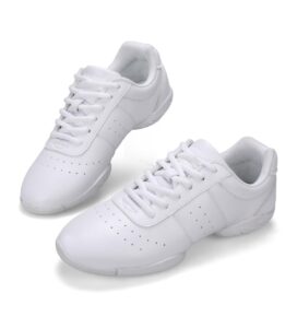 fenlogft women ultra comfortable aerobic cheer sport shoes - training competition cheerleading sneakers for adults and youth girl (7,white)