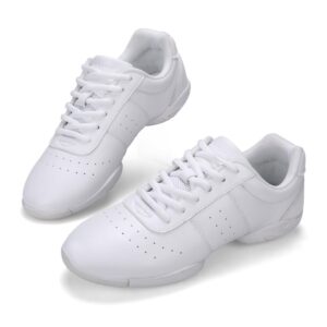 Fenlogft Women Ultra Comfortable Aerobic Cheer Sport Shoes - Training Competition Cheerleading Sneakers for Adults and Youth Girl (7,White)