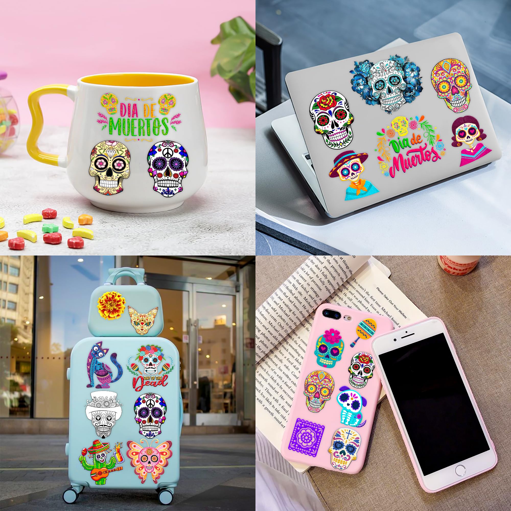 Day of the Dead Dia De Los Muertos Temporary Tattoos Sticker for Kids Birthday Decorations Halloween Festival Mexican Suger Skull CarnivalThemed Party Favors Supplies Cute Kids Boy Gifts Ideal Prizes