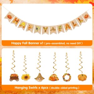 Fall Party Decorations Supplies Fall Decorations for Office Home Classroom Happy Fall Banner Hanging Streams Autumn Thanksgiving Decorations for Fireplace Porch Wall