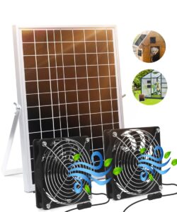 aeecruny solar powered fan kit, upgrade 15w solar panel fan for campervan, greenhouse, solar exhaust fan for shed, pet houses