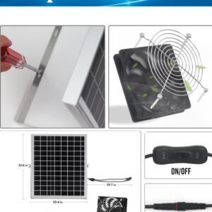 Aeecruny Solar Powered Fan Kit, Upgrade 15W Solar Panel Fan for Campervan, Greenhouse, Solar Exhaust Fan for Shed, Pet Houses