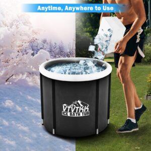 Cold Plunge Tub Outdoor,Large Ice Bath Tub for Athletes, VTVTKK Portable Ice Bath, Ice Tubs for Cold Plunge, Ice Cold Therapy Bath Outdoor, Ice Bath barrel for Adults