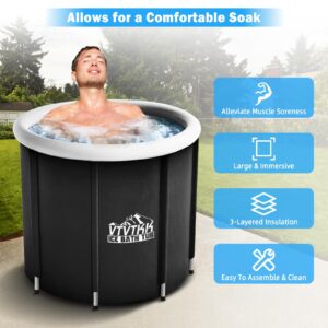 Cold Plunge Tub Outdoor,Large Ice Bath Tub for Athletes, VTVTKK Portable Ice Bath, Ice Tubs for Cold Plunge, Ice Cold Therapy Bath Outdoor, Ice Bath barrel for Adults