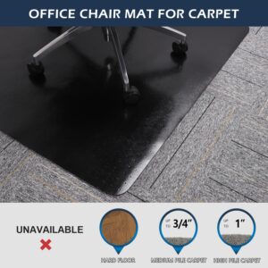 Chair Mat for Carpet, SALLOUS 48" x 36" Office Chair Mat for Carpeted Floors, Heavy Duty Chair Mat with Grips, Floor Protector Computer Desk Chair Mat for Home Office (Black, Rectangular)