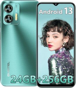 oukitel c35 cellphone unlocked,12gb ram+256gb rom,6.56" hd screen smartphone with 5150mah battery,50mp+8mp camera,4g dual sim android 13 phone (green)