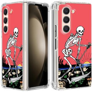petonist for z fold 5 case cute skeleton skull pattern gothic goth design pattern phone cover for boys girls teens men cool funny unique fashion soft tpu cases for samsung galaxy z fold5 5g axe