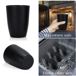 Wheat Straw Cups 8 PCS Good Alternative to Plastic Reusable Cups 12 oz Unbreakable Drinking Cup Reusable Dishwasher Safe Water Plastic Glasses Pure Black