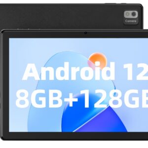 SGIN Tablet with 10.1 Inch Android 12 Tablets, 8GB RAM 128GB ROM with 1980 * 1200 IPS Display， Octa-Core A133 1.6Ghz Processor, 5MP + 8MP Camera, Bluetooth 4, WiFi, 5000mAh, GPS (Black)